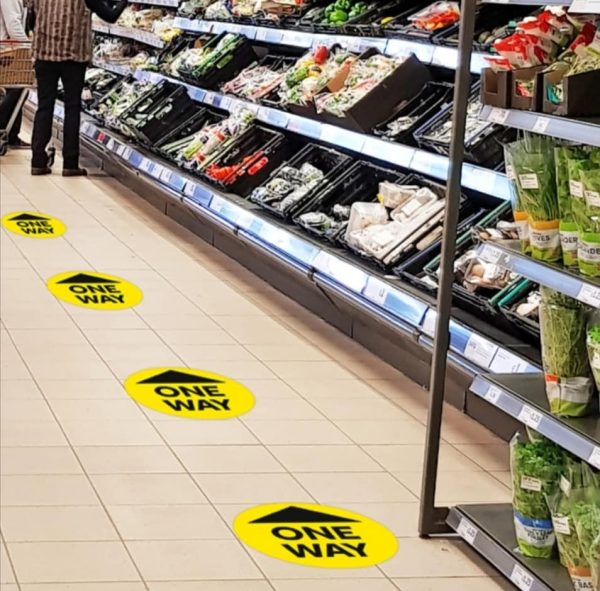 One Way Sign Floor Vinyls for directing customer flow