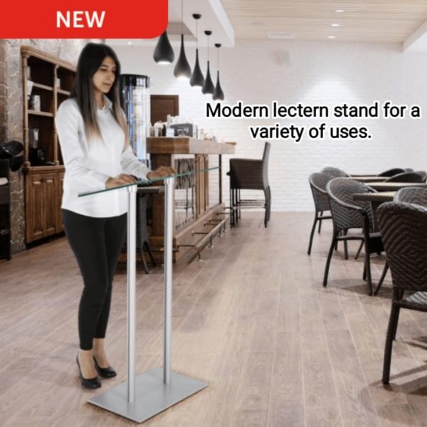 Tempered Glass Podium with metal legs for a modern lectern stand option - Image 7