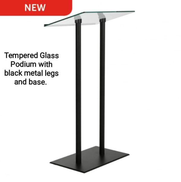Tempered Glass Podium with metal legs for a modern lectern stand option - Image 10