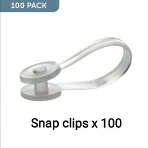 100 Plastic Snap Clips for attaching labels to wire baskets and shelves.