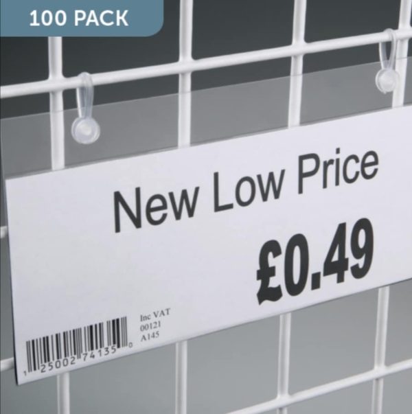 100 Plastic Snap Clips for attaching labels to wire baskets and shelves. - Image 4