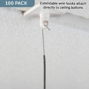 Extending Wire Hooks for suspending posters from ceilings