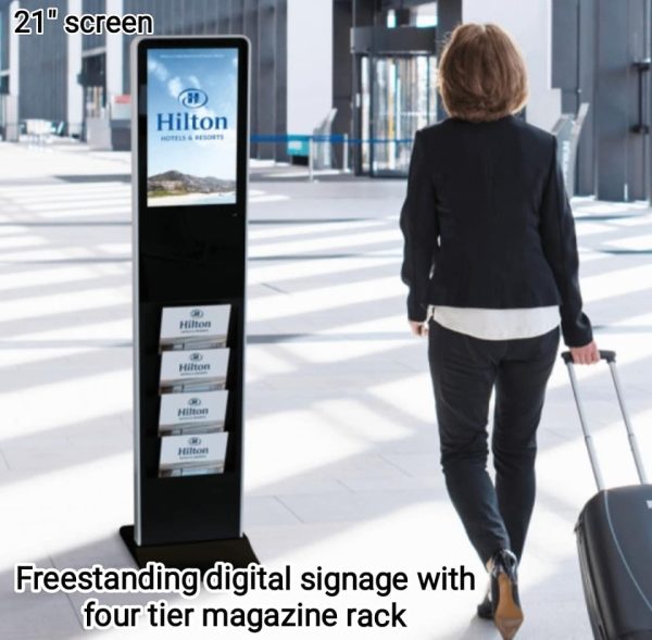 Slimline freestanding digital signage with integrated brochure holder - Image 10