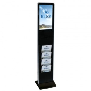 Slimline freestanding digital signage with integrated brochure holder - Digital Signage Solutions Limerick
