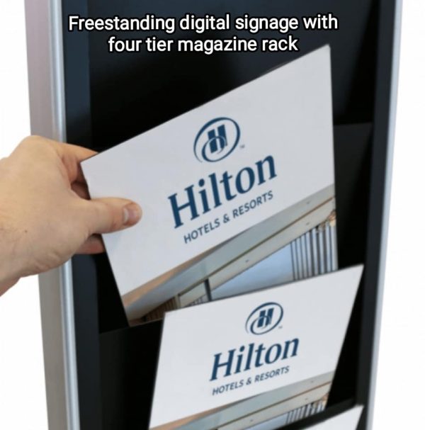 Slimline freestanding digital signage with integrated brochure holder - Image 6