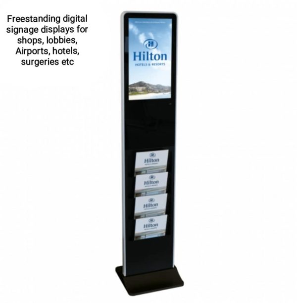 Slimline freestanding digital signage with integrated brochure holder - Image 8