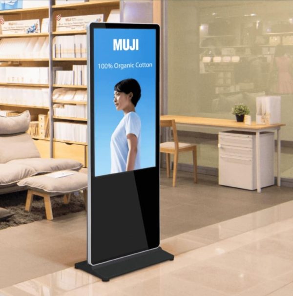Premium freestanding single sided digital advertising screen is available in 55" & 43"