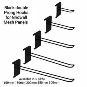 Black Gridwall Double Prong Hook in a variety of lengths