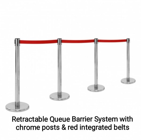 New Chrome Retractable Queue Barrier System