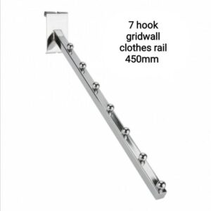 Our Gridwall Waterfall Arm Rail is designed with seven evenly spaced notches,