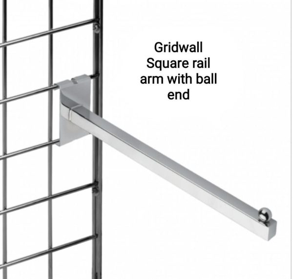 Gridwall Straight Rail Arm to be used on gridwall panels to hang products