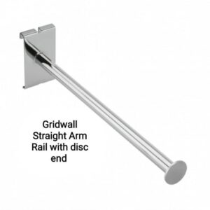 Gridwall Straight Arm Rail with disc for use on any mesh panels