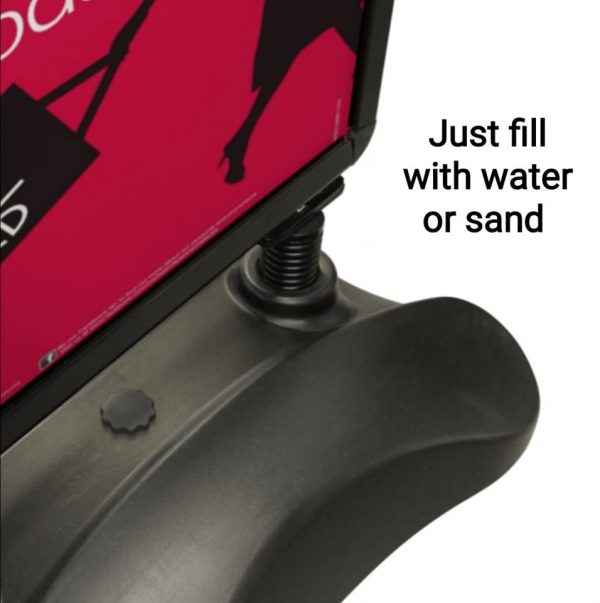 Black Pavement Sign with a water or sand filled base and robust wheels, - Image 6