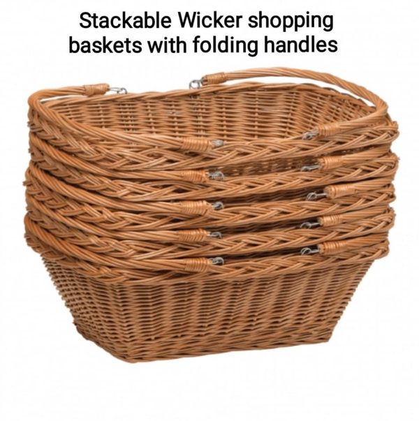 Wicker Shopping Basket with folding handles - Image 4