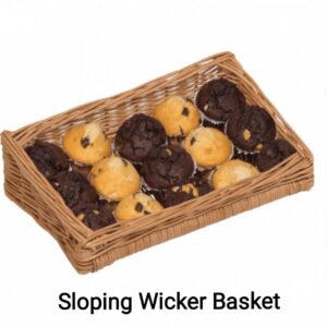 Simple Sloping Wicker Display Basket with a low front