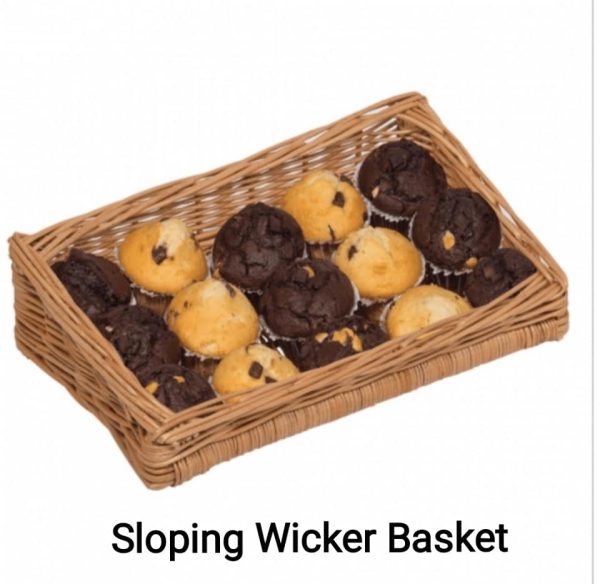 Simple Sloping Wicker Display Basket with a low front