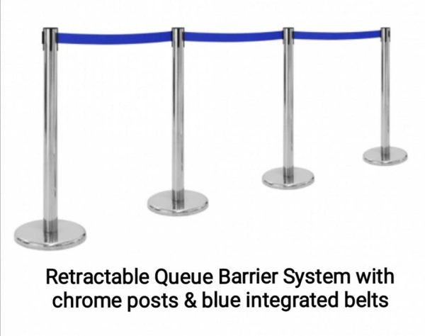 Chrome Retractable Queue Barrier Systems
