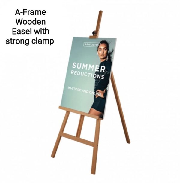 A-Frame Wooden Easel finished in a light wood stain