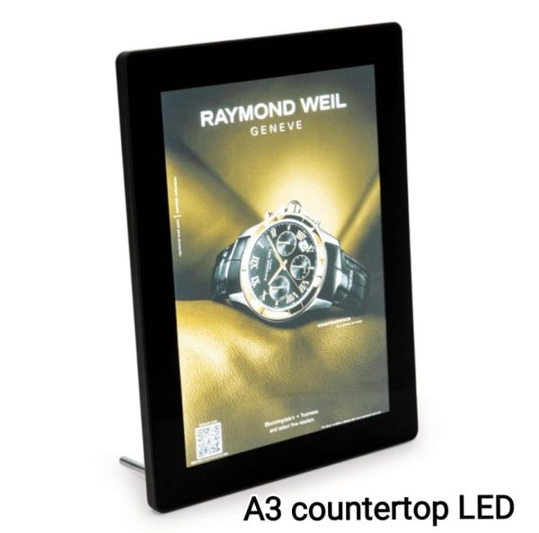A3 LED Poster Holder with a stylish black frame for wall or counter use - Image 2