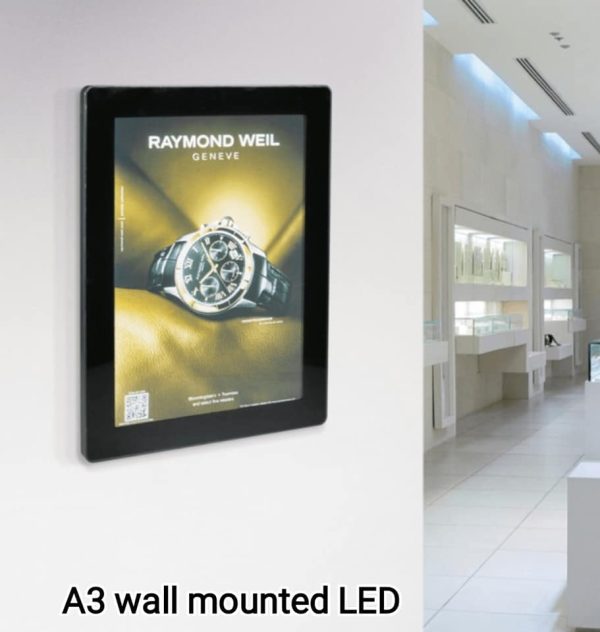 A3 LED Poster Holder with a stylish black frame for wall or counter use - Image 8