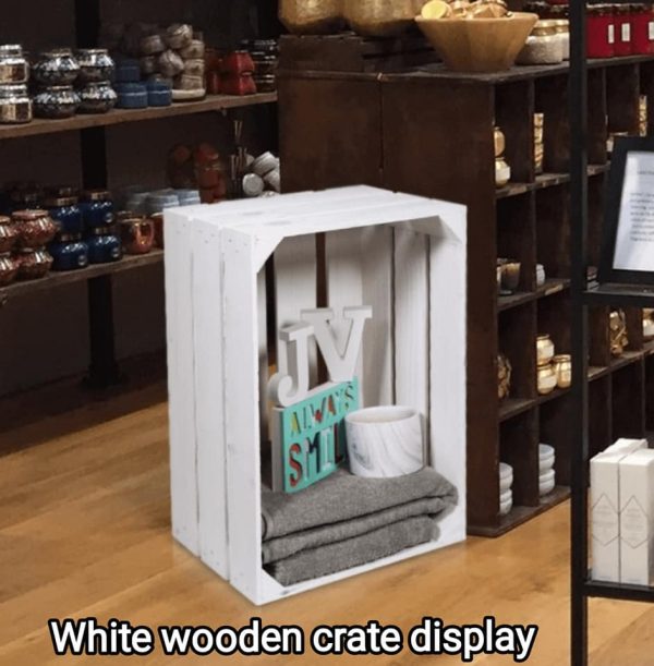 Create a shabby chic display with our White Wooden Crate