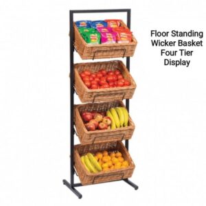 Four Tier Floor Standing Wicker Basket Display