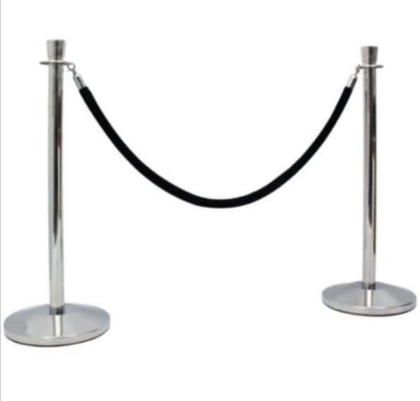 Polished Chrome Pole and Rope Barrier System - Image 2