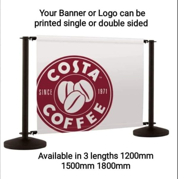 Polished Chrome & Black powder coated steel Cafe Barrier Systems - Image 3