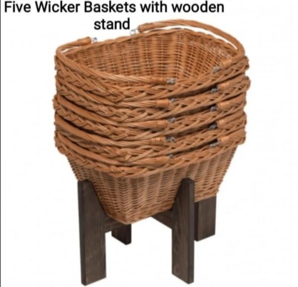 Set of five hand made Wicker Shopping Baskets - Image 2