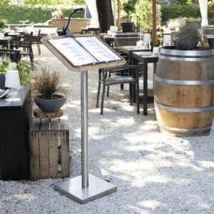 Modern restaurant lectern is for menu display and table bookings at your Business.