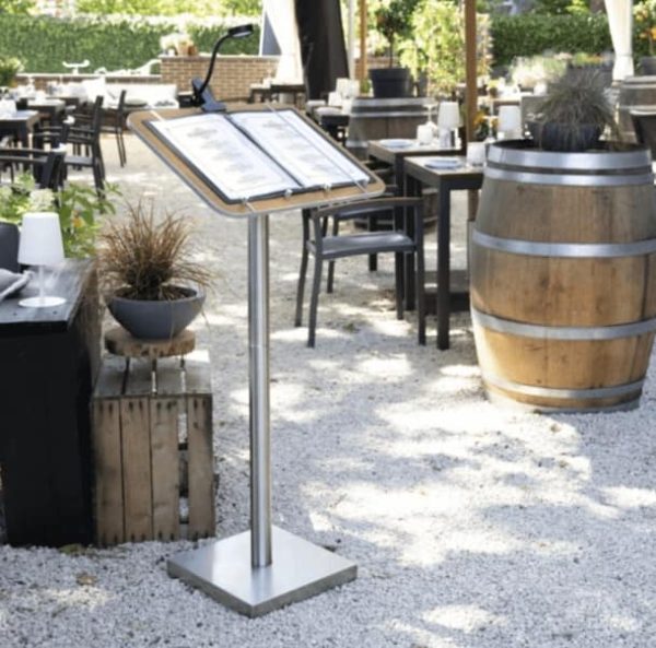 Modern restaurant lectern is for menu display and table bookings at your Business.