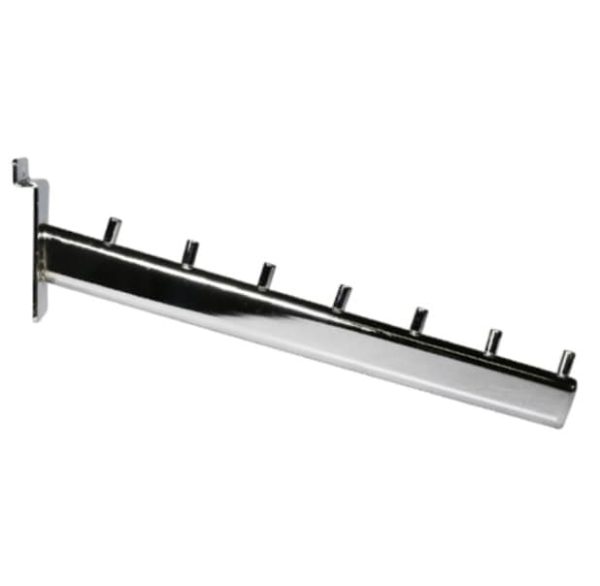 Slatwall Waterfall Arm Rail with chrome pins to keep your products neatly spaced - Image 6