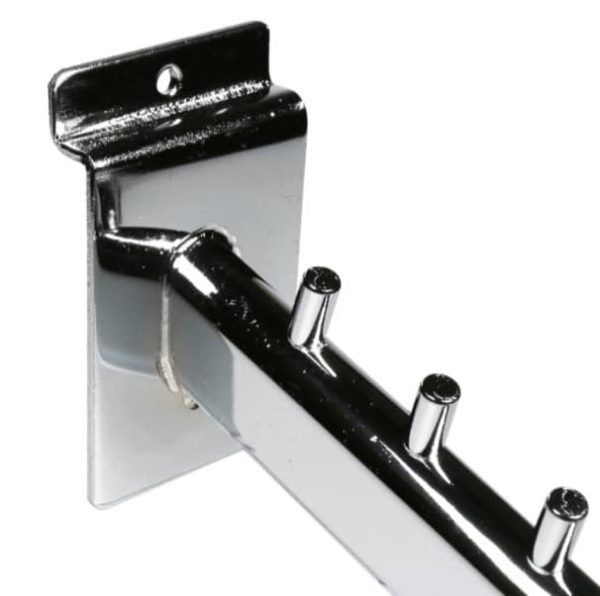 Slatwall Waterfall Arm Rail with chrome pins to keep your products neatly spaced - Image 4