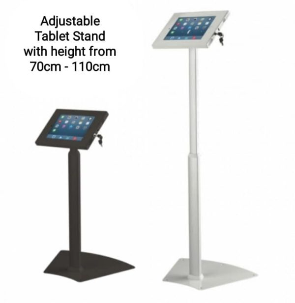 Adjustable Tablet Stand for iPads with security mechanisms