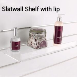 Acrylic Slatwall Shelf designed with a 90 degree front lip