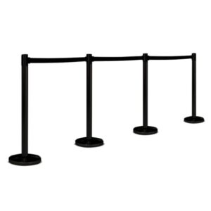 Economy Black Retractable Queue Barrier Systems with 2 meter black belts,