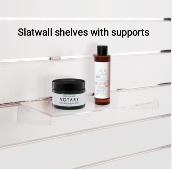 Slatwall Shelf designed with supports for heavier products.