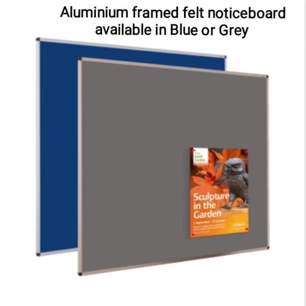Aluminium framed felt noticeboard for portrait or landscape use