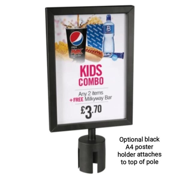 Economy Black Retractable Queue Barrier Systems with 2 meter black belts, - Image 3