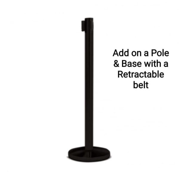 Economy Black Retractable Queue Barrier Systems with 2 meter black belts, - Image 6