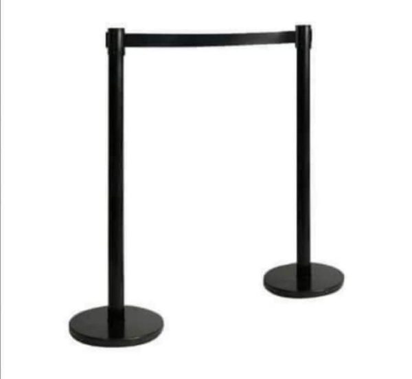 Economy Black Retractable Queue Barrier Systems with 2 meter black belts, - Image 7