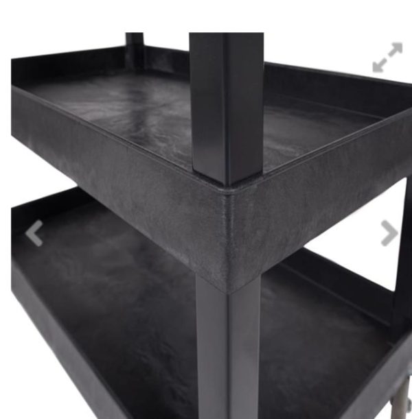 3-Shelf Black Tub Utility Cart holds 181kg - Image 5