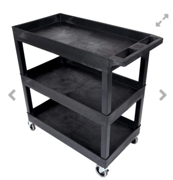 3-Shelf Black Tub Utility Cart holds 181kg - Image 8