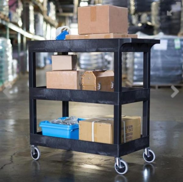 3-Shelf Black Tub Utility Cart holds 181kg - Image 2