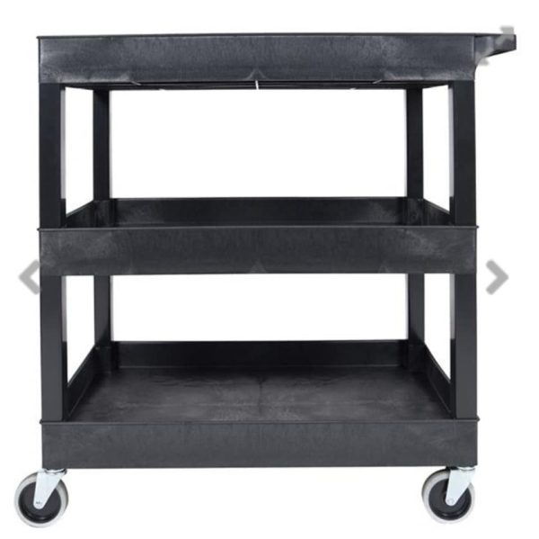 3-Shelf Black Tub Utility Cart holds 181kg - Image 9