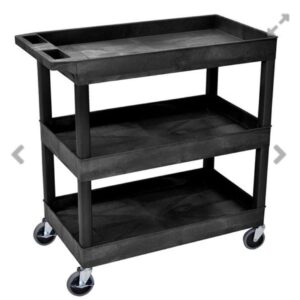 3-Shelf Black Tub Utility Cart holds 181kg