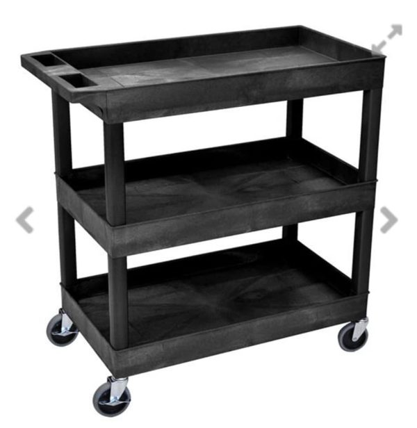 3-Shelf Black Tub Utility Cart holds 181kg