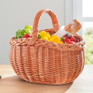 Beautiful Shopping Basket with Braided Edge