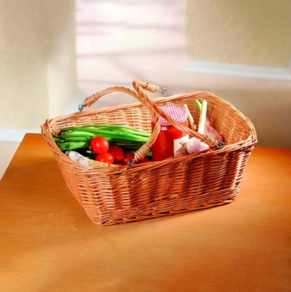 Shopping Basket made of Solid Willow "The Square"