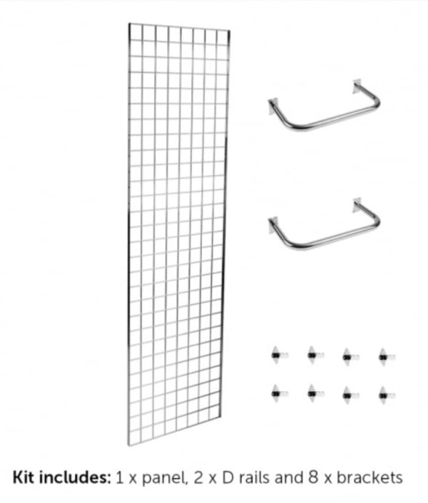 6ft Polished Chrome Gridwall Hanging Display Kits - Image 5